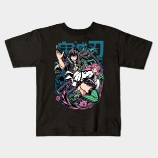 Blades of Honor: Mitsuri, Tokito, and the Swordsmith Village Kids T-Shirt